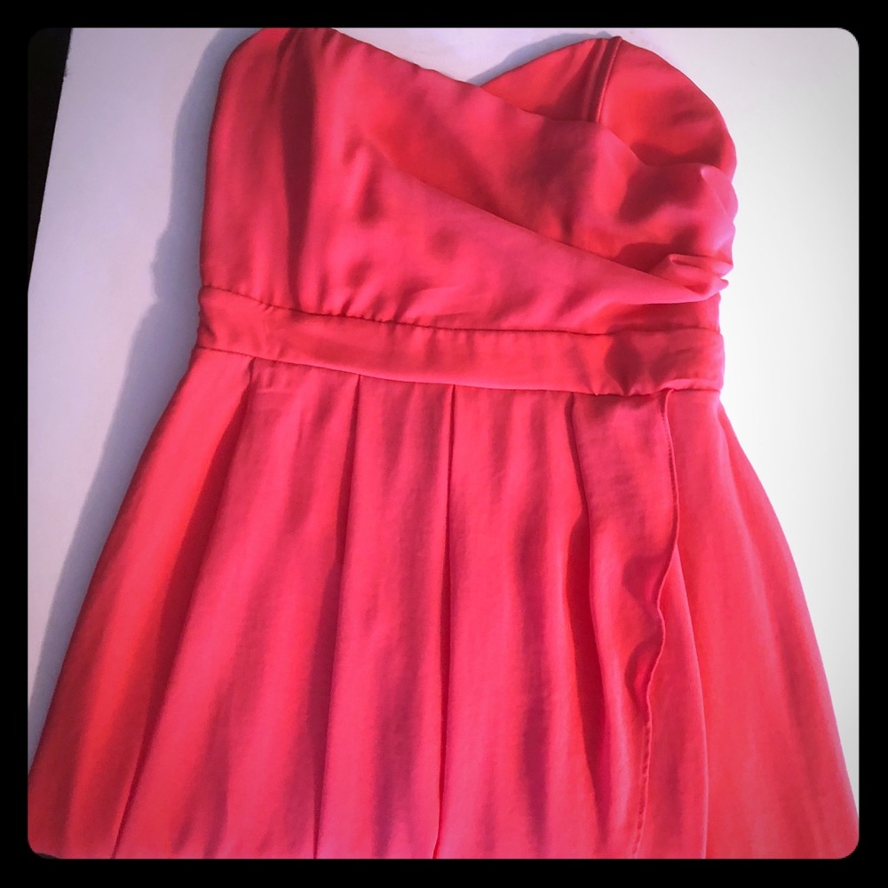 Francesca’s pink high-low strapless dress
